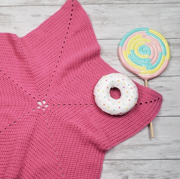 Baby Blanket Star Baby Girl Newborn Hand Crafted Crochet Heirloom Adorable - Picture 5 of 8